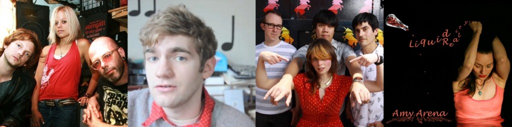 Music Baby Teardrops (left), Ben Morey, My First Earthquake, and Amy Arena (right)